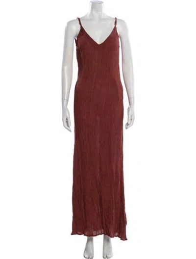 Pre-owned Savannah Morrow The Label V-neck Long Dress In Orange