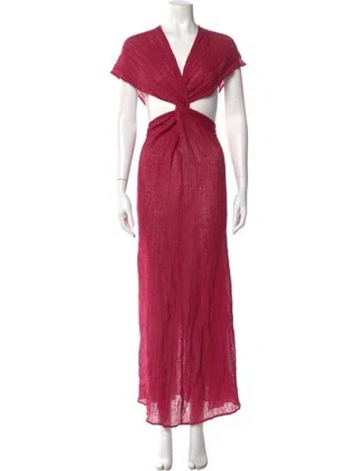 Pre-owned Savannah Morrow The Label V-neck Long Dress In Pink