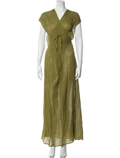 Pre-owned Savannah Morrow The Label V-neck Long Dress W/ Tags In Green