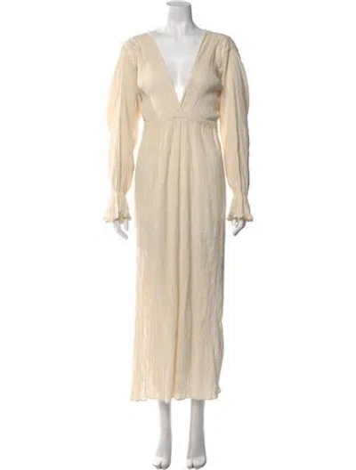 Pre-owned Savannah Morrow The Label V-neck Long Dress W/ Tags In Neutral