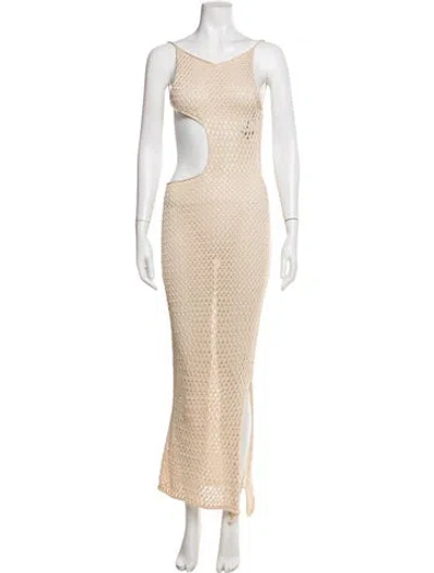Pre-owned Savannah Morrow The Label V-neck Long Dress W/ Tags In Neutrals