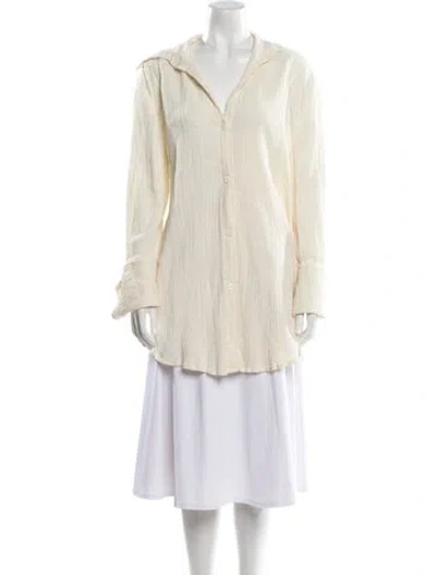 Pre-owned Savannah Morrow The Label V-neck Long Sleeve Tunic In Neutral
