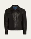 Savas Men's Denham Leather Trucker Jacket In Black