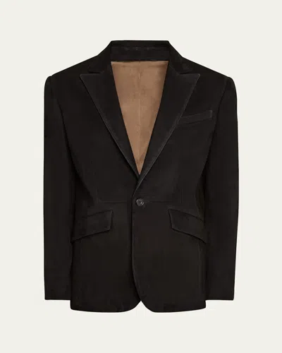 Savas Men's Leather Single-breasted Dinner Jacket In Black
