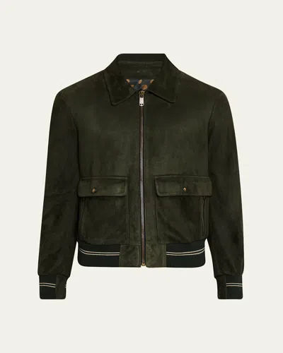 Savas Men's Noone Suede Bomber Jacket In Hunter Green