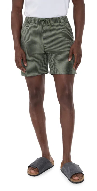 Save Khaki Hemp Stripe Easy Shorts 6 Rye Grass In Green