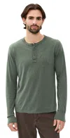 Save Khaki Long Sleeve Supima Jersey Henley Basil In Green