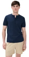 Save Khaki Short Sleeve Pima Henley Navy In Navy