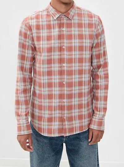 Save Khaki United Japanese Slub Flannel Shirt In Burnt Orange In Multi