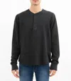 Save Khaki United Long Sleeve Pointelle Henley Top In Slate In Gray