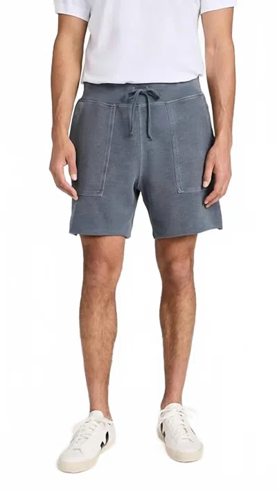 Save Khaki United Organic Heather Fleece Utility Short In Wave In Blue