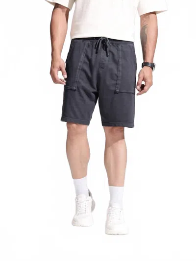 Save Khaki United Organic Heather Fleece Utility Shorts In Pine In Silver