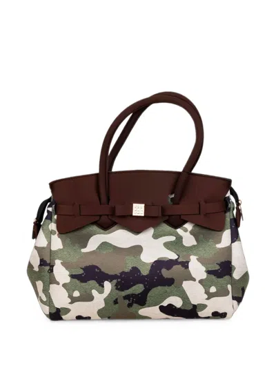 Save My Bag Miss Camouflage-print Tote Bag In Brown