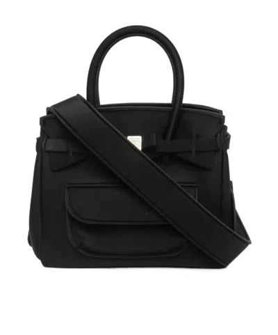 Save My Bag Petite Jumbo Logo Diagonal Backpack In Black