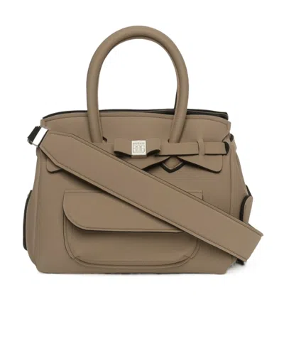 Save My Bag Petite Jumbo Logo Diagonal Backpack In Brown