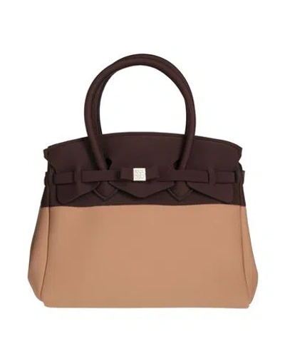 Save My Bag Woman Handbag Dark Brown Size - Polyamide, Elastane