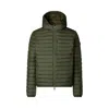 Save The Duck Quilted Green Light Jacket With Double-slider Zip Hood