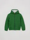 Save The Duck Kids'  Nylon Down Jacket With Hood In Green