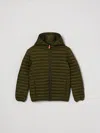 Save The Duck Kids'  Nylon Down Jacket With Hood In Green