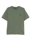 Save The Duck Green Crewneck Logo Patch T-shirt In Green