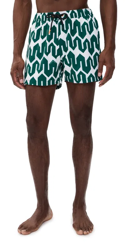 Save The Duck Ademir Swim Trunks Bold Zigzag/love The Ocean In Green
