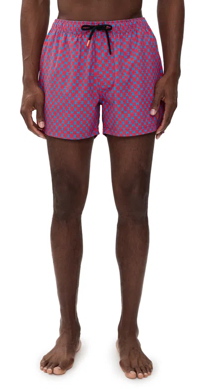 Save The Duck Ademir Swim Trunks Geometrical Flowers/clean In Pink