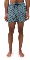 Save The Duck Ademir Waves Swim Shorts 4.25 Colorwaves On Green In Colorwaves On Green