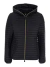 Save The Duck 'alexa' Black Down Jacket With Hood And Quilted Design In Black