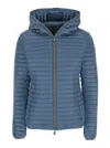 Save The Duck 'alexa' Grey Down Jacket With Hood And Quilted Design In Grey