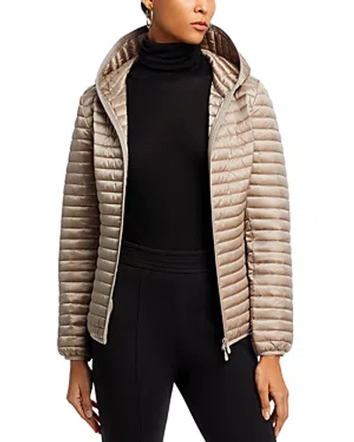 Save The Duck Alexa Quilted Coat In Pearl Grey