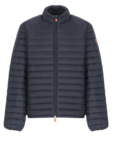 Save The Duck Quilted Zip Jacket In Blue