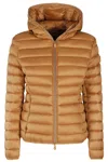 Save The Duck Alexis Hooded Quilted Jacket In Brown
