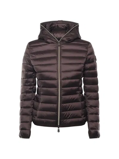 Save The Duck Alexis Quilted Hooded Jacket In Brown