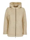 Save The Duck Alima Beige Down Jacket With Tone-on-tone Logo Patch On The Sleeve In Tech Fabric Woman In Beige