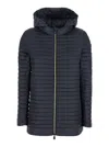 Save The Duck 'alima' Black Down Jacket With Tone-on-tone Logo Patch On The Sleeve In Tech Fabric Woman In Black
