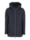 Save The Duck 'alima' Black Down Jacket With Tone-on-tone Logo Patch On The Sleeve In Tech Fabric Woman