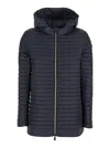 Save The Duck 'alima' Black Down Jacket With Tone-on-tone Logo Patch On The Sleeve In Tech Fabric Woman In Black