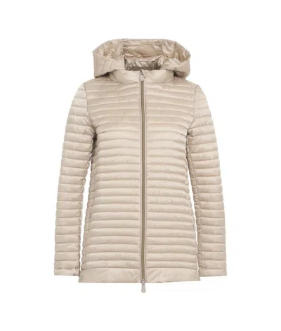 Save The Duck Alima Quilted Hooded Jacket In Beige