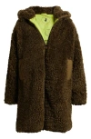 Save The Duck Angelica Faux Shearling Coat In Bark Green