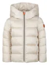 Save The Duck Beige Down Jacket For Girl With Logo In Neutrals