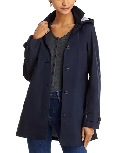 Save The Duck April Women's Hooded Raincoat In Blue Black
