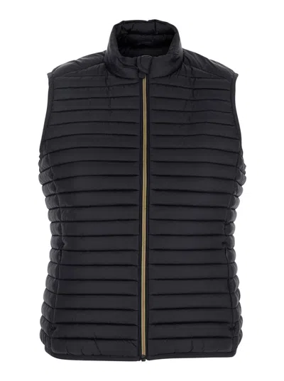SAVE THE DUCK 'ARABELLA' BLACK GILET WITH QUILTED DESIGN IN TECH FABRIC WOMAN