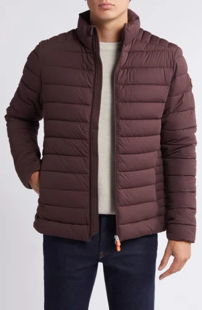 Save The Duck Ari Puffer Jacket In Burgundy Black