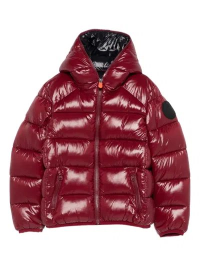 Save The Duck Kids' Artie Hooded-padded Jacket In Burgundy