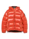 Save The Duck Hooded Zipped-up Padded Jacket In Orange