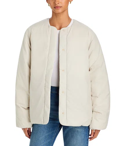 Save The Duck Axelle Collarless Snap Front Jacket In Neutral