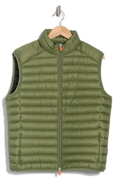 Save The Duck Basic Water Repellent Packable Puffer Vest In Cactus Green