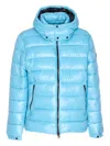 Save The Duck Florian Down Jacket With Lacquered Finish And Removable Hood Clothing In Blue