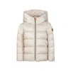 Save The Duck Beige Down Jacket For Girl With Logo In Beige