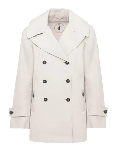 Save The Duck Beige Sofi Double-breasted Trench Coat In White